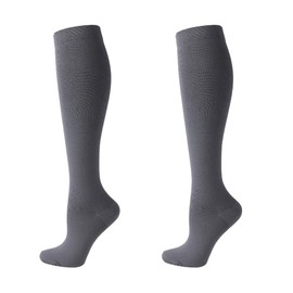 (2 Pairs)Compression Socks for Men and Women Flight Socks Compression Stockings Running Socks for Running,Shin Splints,Flight Travel-Boost Stamina, Circulation and Recovery (Dark Gray, S-M)