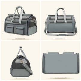 Cat, Dog Carrier for Pets Up to 20 Lbs Airline Approved, Soft-Sided Carrier for Cats and Dogs with Locking Safety Zippers and Breathable Mesh Collapsible Waterproof Travel Puppy Carrier(Grey)