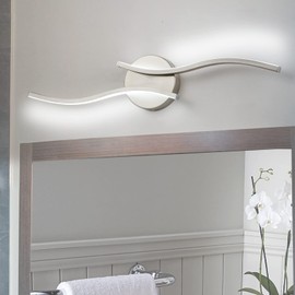 HUOKU Dimmable Modern LED Vanity Light 24 inch Brushed Nickel Vanity Light, Bathroom Lighting Fixtures Over Mirror for Living Room and Hallway, 6000K White Light