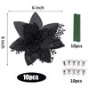 RECUTMS 10 Pcs Christmas Glitter Artificial Poinsettia Flowers 6inch Christmas