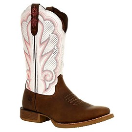 Durango® Lady Rebel Pro™ Women's White Ventilated Western Boot, Trail Brown And White, Size 11(M)