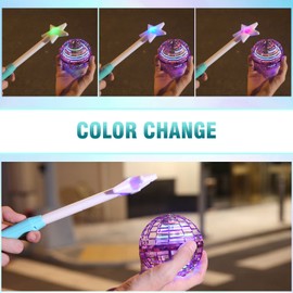 ATHLERIA Green Flying Orb Ball with Wand,Cool Stuff Gadgets Christmas Birthday Gifts Toys for Boy Girl Teens 6 7 8 9 10+ Year Old, Hover Boomerang Mini Drones for Kids,Flying Spinner