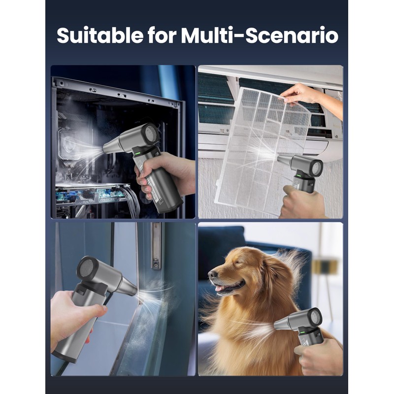 Compressed Air Duster-300000RPM Super Power Cordless Electric Air Duster, Stepless