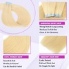 Tape in Hair Extensions Human Hair Bleach Blonde 20Inch 50g