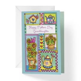 1Up Greetings Mother's Day Card for Mom-To-Be | Stork and Baby Moon Stars Heart Expectant Mom | Single Card+Envelope | 5"x7.5"