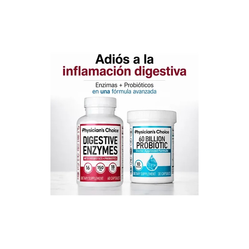 Probióticos 60 Billones + Enzimas Digestivas 150mg