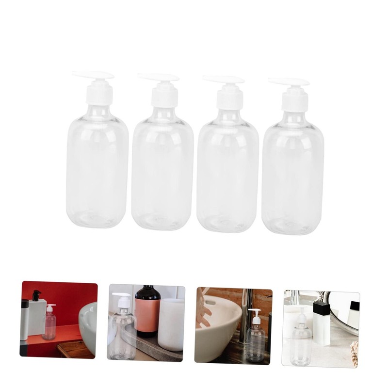 Ciieeo 4pcs Pressing Container for Shampoo and Shower Gel Transparent