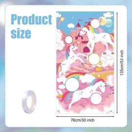 Carnival Toss Game Banner, Unicorn Pattern Carnival Throwing Game Banner with 5 Holes Portable Bean Bag Toss Game Banner for Carnival Games Indoor Outdoor Party Supplies