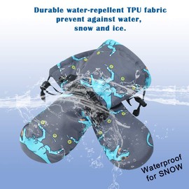 Winter Kids Waterproof Gloves for Boys Girls Snow Ski Toddler Baby Mittens Outdoor for Infant Teens 1-5T (Blue dinosaur, S(12-24M))