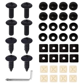 LcQIMT 8 Sets Stainless Car License Plate M6 Screw Kit, Anti-Theft Rustproof Mounting Bolt, Universal Anti-Theft Self-Tapping Mounting Fasteners for License Plates Frames or Covers on Cars