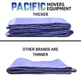 PME 12 Moving & Packing Blankets - Pro Max Series- 80" x 72" (70 lb/dz Weight) - Quilted Shipping Furniture Pads Light Blue and Blue