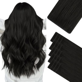 HOTBANANA Invisi Edge Tape in Hair Extensions Human Hair, 18inch 50g 20pcs Natural Black Invisible Tape in Extensions Straight Seamless Real Remy Hair Injected