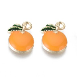 Ipotkitt 10pcs Orange Shaped Enamel Charms Metal Fruit Dangle Charms Cute Food Hanging Ornaments for DIY Craft Necklace Bag Earring Jewellery Making