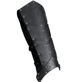 HiiFeuer Medieval Faux Leather Leg Braces, Medieval Knight's Legs, Mercenary Leg Guards for LARP Costume (Black A)