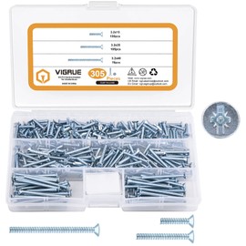 VIGRUE Pack of 305 Device Screws for Switch Boxes, Socket Screws 3.2 x 15 mm, 3.2 x 25 mm, 3.2 x 40 mm, Socket Screws Made of Galvanised Steel with PZ1/Slot