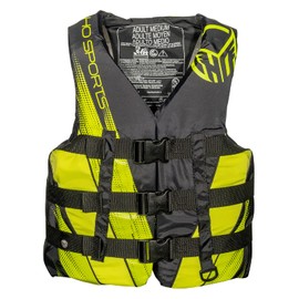 HO Sports Voyager Life Vest - USCG Approved Unisex Adult Life Jacket - Lightweight Wake Sports Life Vest - Nylon Exterior with Adjustable Quick-Release Buckles - Black/Yellow - Small