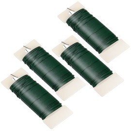 lohey Pack of 4 35 m Craft Wire, Thin, 0.65 mm Winding Wire, Flower Wire, Green, Binding Wire, Plant Wire, Winding Wire Wrapped on a Plastic Plate