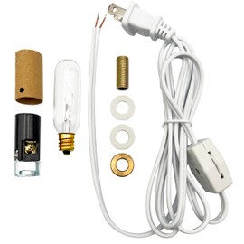 National Artcraft® Lighting Kit with White 6' Cord with Rotary On/Off Switch, E12 Candelabra Socket and 25 Watt Tube Bulb