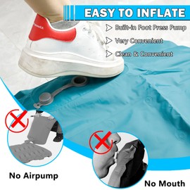 Afurkuot Blue Self Inflating Sleeping Pad for Camping, Single Sleeping Mattress Built-in Foot Pump, Inflatable Air Mattress with Pillow Camping Air Mattress Sleeping Pad for Camping Hiking Panic