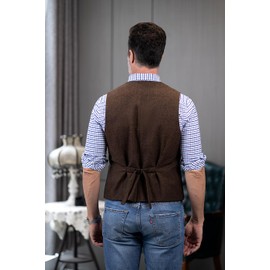 SOLOVEDRESS SOLOVEDRESS Mens Vintage Classic Herringbone Pattern Suit Vest V Neck Casual Wool Blend Waistcoat for Men(Green,XXL)