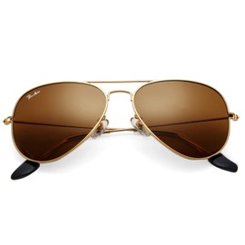 Pro Acme Classic Aviator Sunglasses for Men Women 100% Real Glass Lens- 62mm (Gold/Brown)