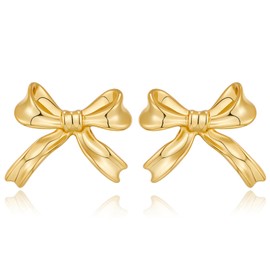 ENSKEFEN Small Gold Bow Stud Earrings for Women Little Ribbon Earrings Cute Bowknot Earrings Bow Jewelry Gifts