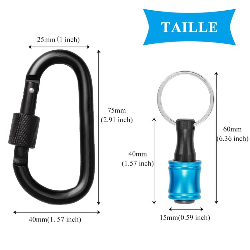 Teocpai 1/4" Hex Shank Screwdriver Bit Holder Portable Key Ring