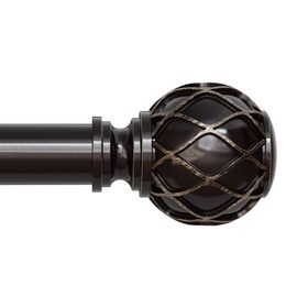 JRZOO Bronze Curtain Rods, 1'' Decorative Adjustable Curtain Rod for Windows 48 to 84 Inch(4-7Ft), Heavy Duty Rustic Drapery Pole with Netted Texture Finials, Antique Bronze, 30''-88''