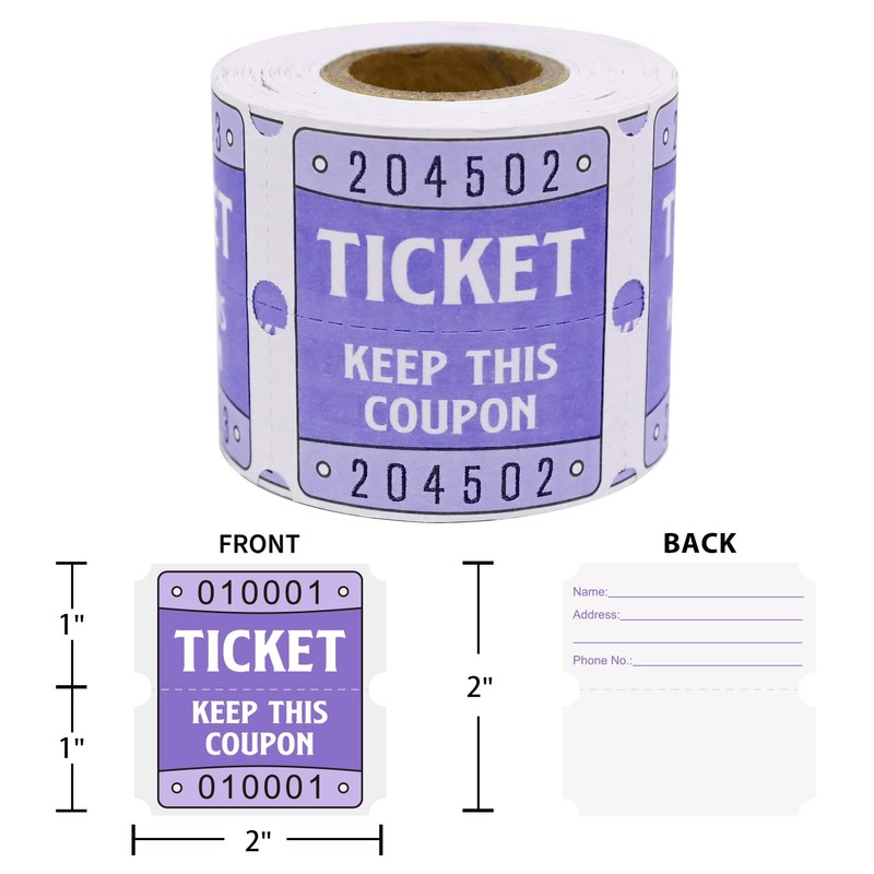 DGBDPACK 250 Raffle Tickets, 50/50 Double Roll Tickets for Raffles,