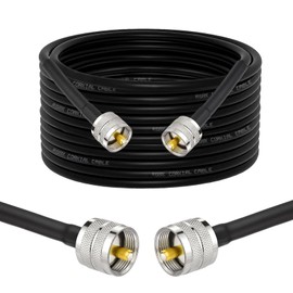 Superbat CB Coax Cable, RG8x Coaxial Cable 20ft UHF PL259 Male to Male Low Loss CB Antenna Cable 50 Ohm for HAM Radio, Antenna Analyzer, Dummy Load, SWR Meter, Black