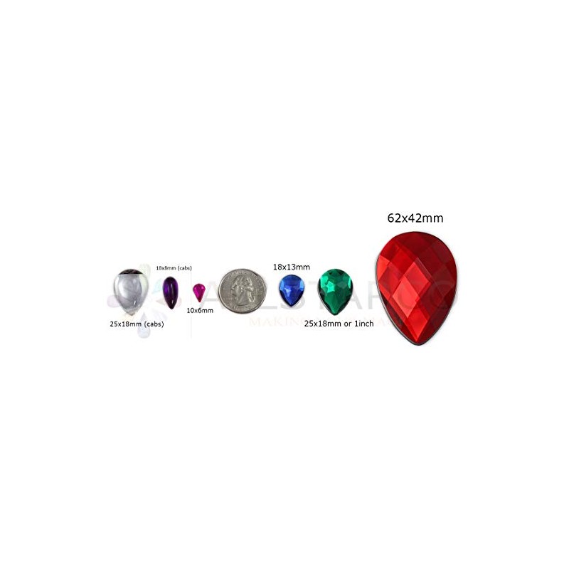 Allstarco 10x6mm Flat Back Teardrop Acrylic Rhinestones Plastic Gems for