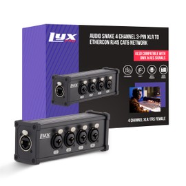 LyxPro 4 Channel Dual Input 3-Pin Multi-Network XLR/TRS Cable Breakout for Stage Sound, Lighting, and Recording Studio - Female to RJ45 Ethercon – Ideal for Sound, Lighting Setup, Ground Lift