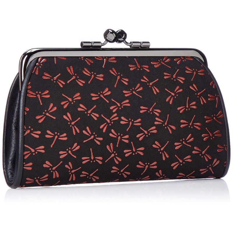 Indenya 340 Parent-child Coin Purse, Black Deerskin x Red Lacquer