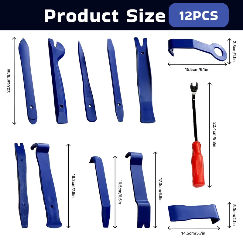 12 Pcs Trim Removal Tool Kit, No Scratch Plastic Pry