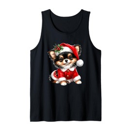 Cute Christmas Puppy In Santa Suit Tank Top