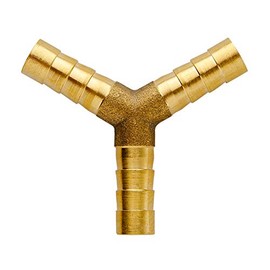 Quickun 5/16" ID Hose Brab, Brass Shaped Y 3 Ways Barbed Hose Fitting Intersection Split Splicer Joint Union Adapter for Water/Fuel/Air
