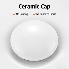 KES Bathroom Sink Drain Strainer with Overflow, Pop Up Drain Stopper, w/Strainer Basket Anti-Clog Hair Catcher, (Ceramic Cap and All-Metal Body), White, S2013A-CW