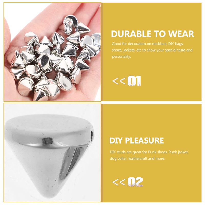 100pcs 10mm Acrylic Bullet Spike Cone Studs for Clothing Rivets