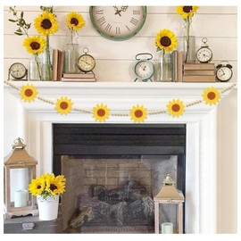 9.8 Ft Summer Sunflower Garland Banner with Wooden Beads Sunflower Theme Birthday Decor Hanging Banner for Summer Wedding Home Office Party Decor Engagement Party Supplies