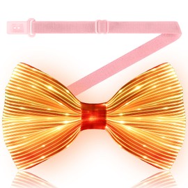 CARVEDREAM Light up Bow Ties 7 Colors LED Necktie Formal Bowtie for Wedding Funny Rave Accessories for Festival Party (pink)
