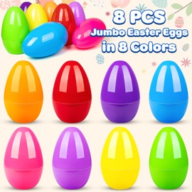BainGesk 8PCS Jumbo Easter Eggs, 10" Large Plastic Easter Eggs, Empty Eggs for Easter Egg Hunt, Bulk Fillable Surprise Eggs, Basket Stuffers Fillers, Easter Party Favor for Kids