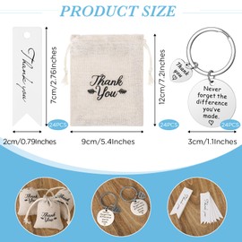 Huquary 72 Pcs Employee Appreciation Gifts Bulk Thank You Keychain Include Coworker Appreciation Keychains Drawstring Bags Thank You Tags For Office Teacher Nurse Graduation Team Gifts (White)