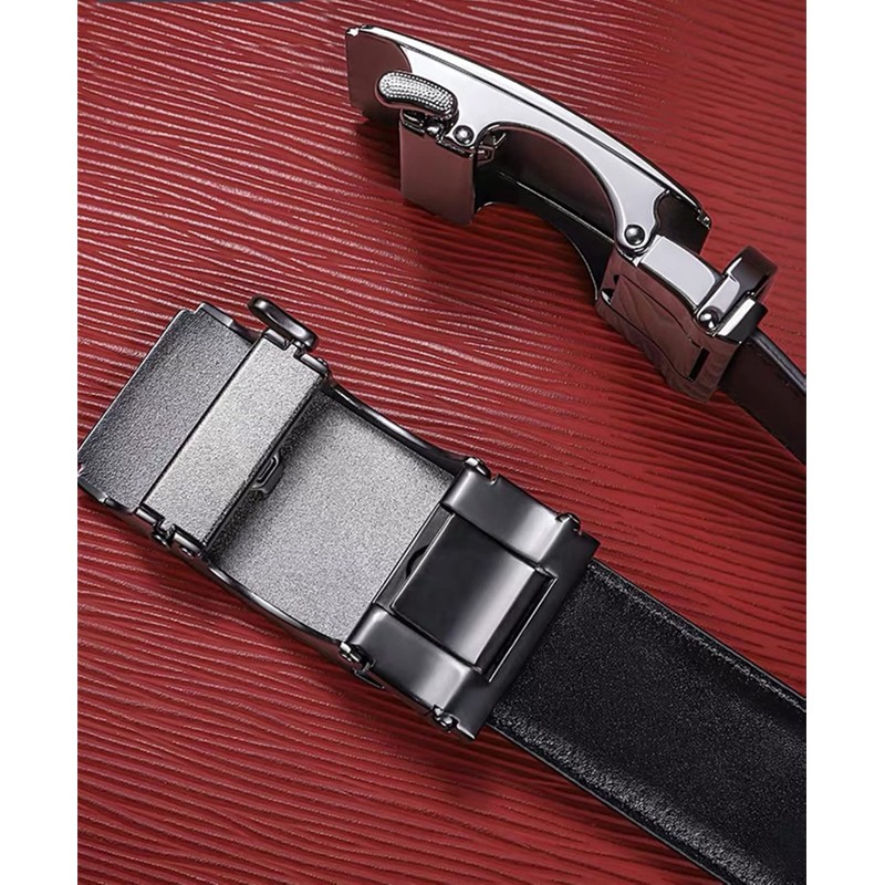 guvoosm Men's Leather Automatic Belt Business Suit 3.5 cm Width,