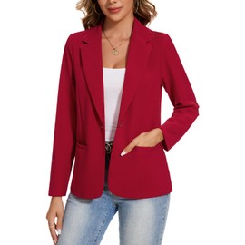 MINTLIMIT Lightweight Front-Lined Blazer for Spring and Summer with Long Sleeves and One Button (Red M)