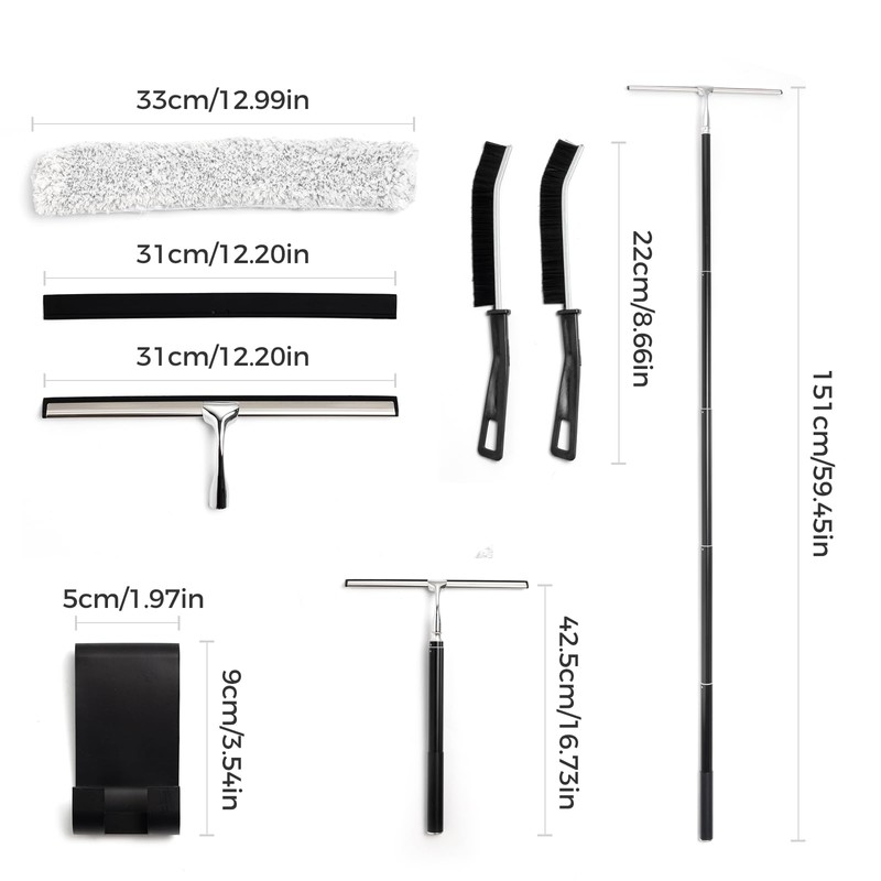 Mesiiloly 59.5" Long Handle Window Squeegee with Extension Pole, 12.4"
