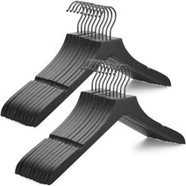 TOPIA HANGER Wooden Hangers 20 Pack, Rubber Wood Clothes Hangers with Rotatable Black Hook and Smooth Cut Nothces, Durable Hanger for Coats, Suits, Jackets, Sweaters, Dresses, Black - CTS07B