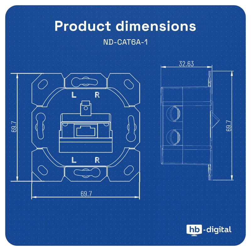 hb-digital 1x CAT 6a Network Socket LAN Socket Universal Junction