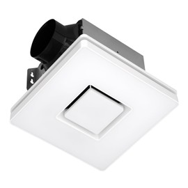 Akicon Exhaust Fan with Light Combo, 90 CFM, 1.5 Sones,15W Dimmable 3CCT LED Light with 5W Night Light, Bathroom Ventilation, Square, Matte White
