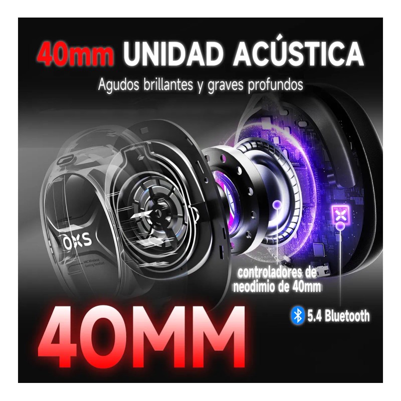 Audifonos Gamer Inalambricos Bluetooth De Diadema , Anc , Microfono