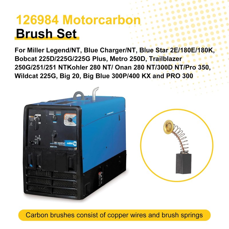 4 PCS 126984 Carbon Brush with Spring Fit for Miller
